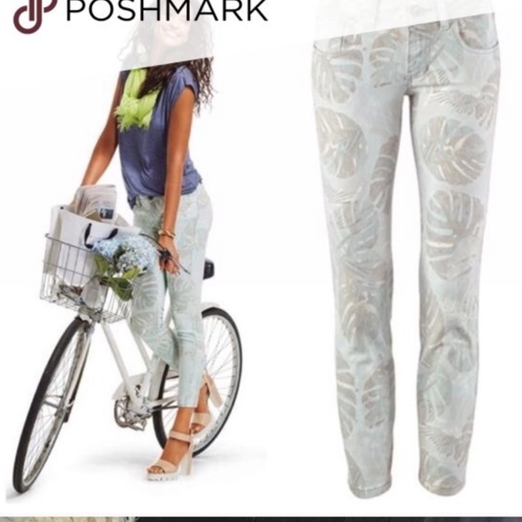 LAST CHANCE DONATING TOMORROW Cabi Paradise Palm Leaf Cropped Skinny Jean Size 0 - Picture 7 of 7